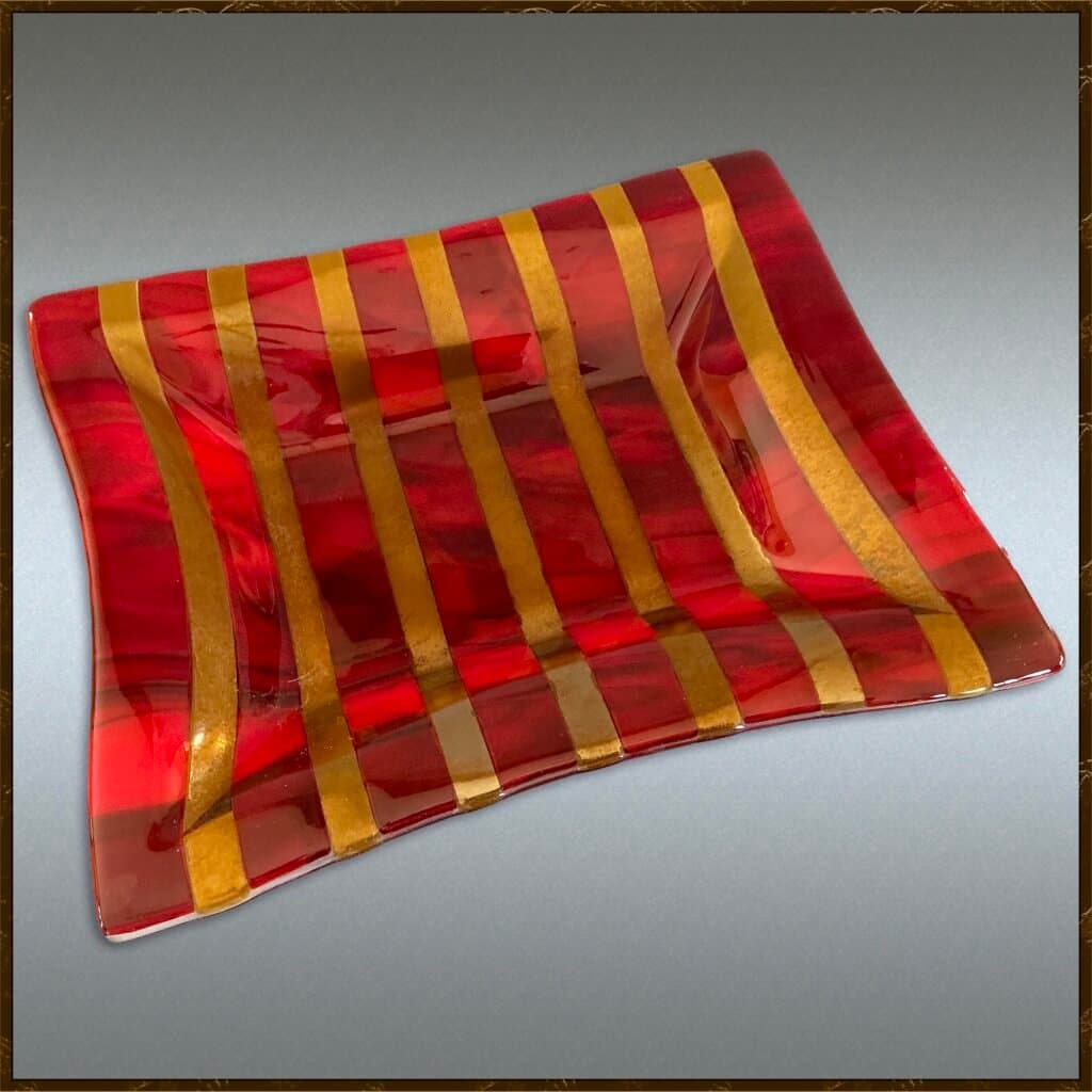 Red Gold Striped Platter